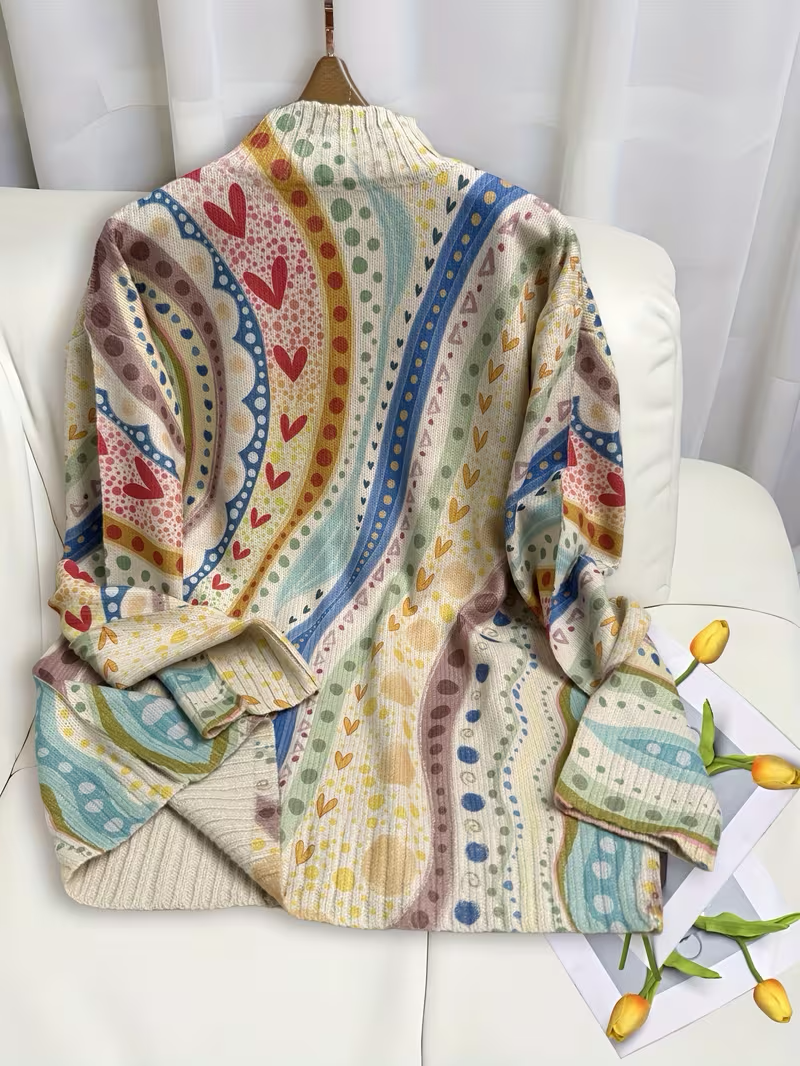 Ambrosine™ | Painted Paisley Zip Cardigan