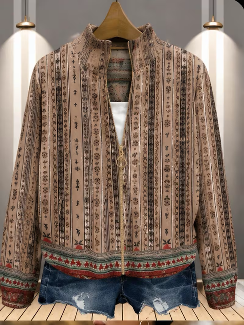 Wrenford™ | Woven Stripe Zip Cardigan
