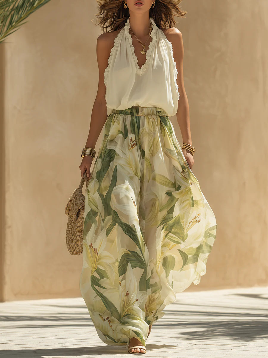 Alessandra | Ruffle Print Pants Set
