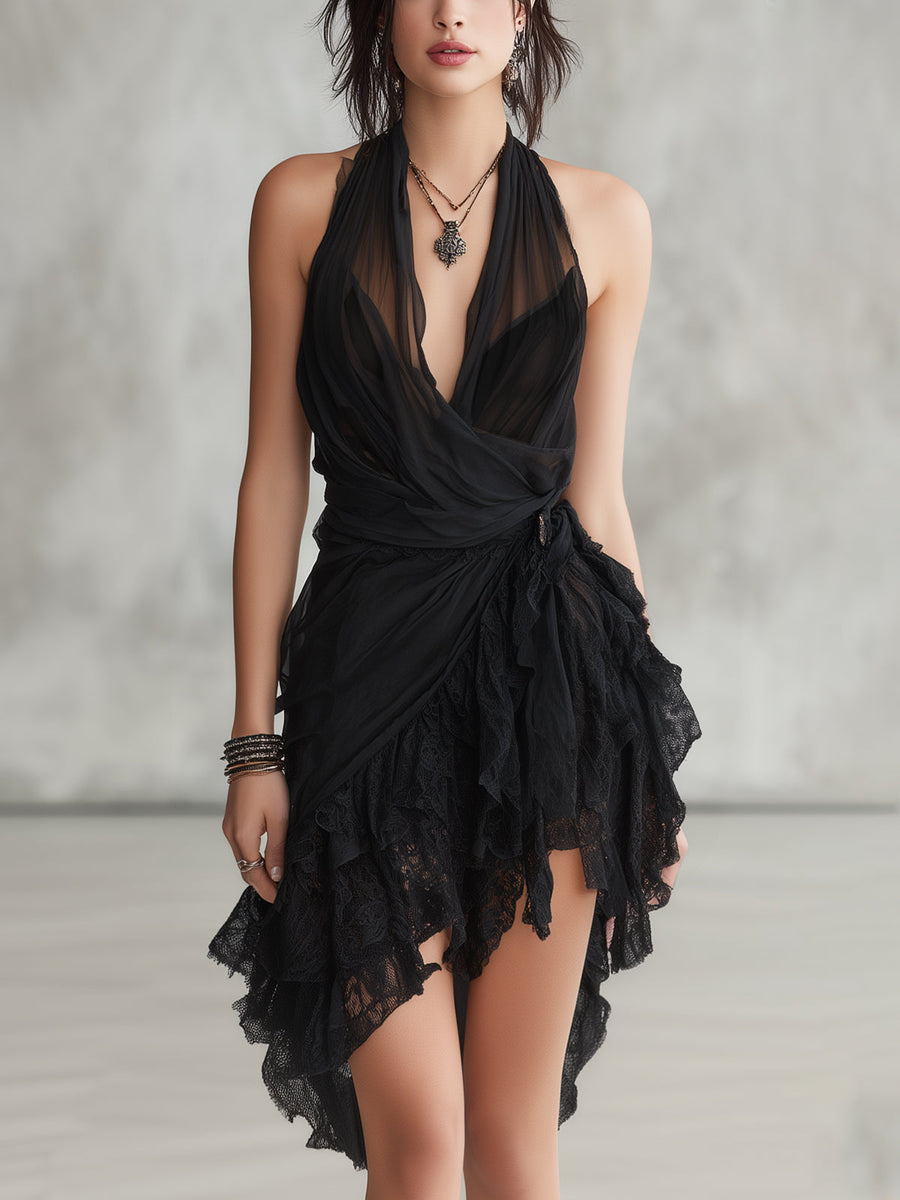 Bianca | Halter Ruffle Mini Dress