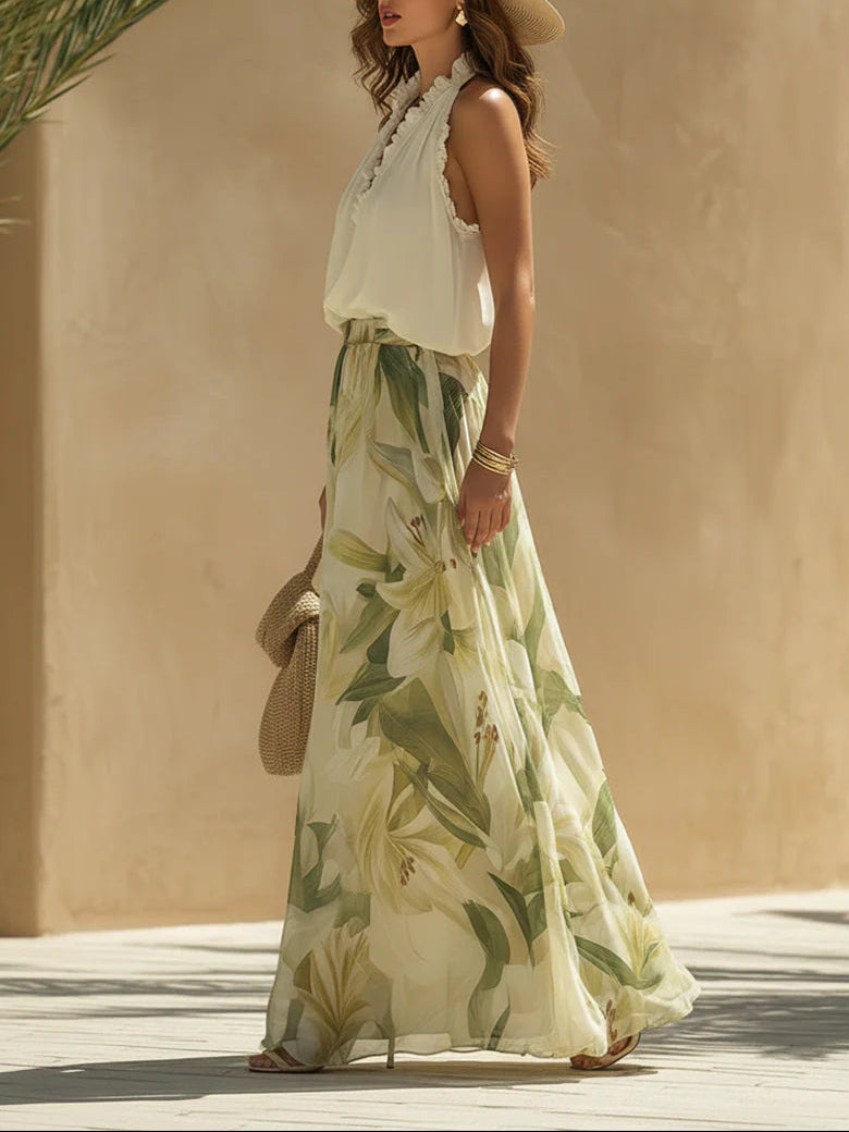 Alessandra | Ruffle Print Pants Set