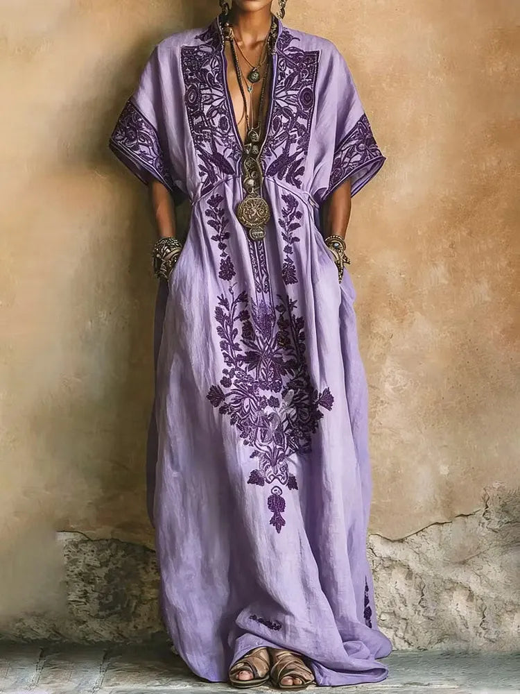 Delphine | Ethnic-Art Flowing Maxi Dress