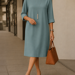 Odette flowing midi dress in a flattering everyday silhouette, shown in multiple colours