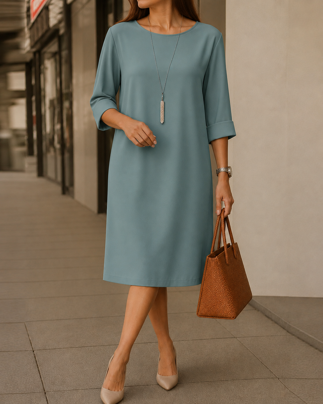 Odette flowing midi dress in a flattering everyday silhouette, shown in multiple colours
