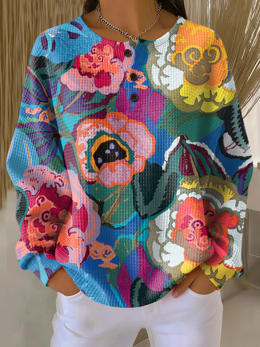 Ida | Waffle Knit Floral Sweater