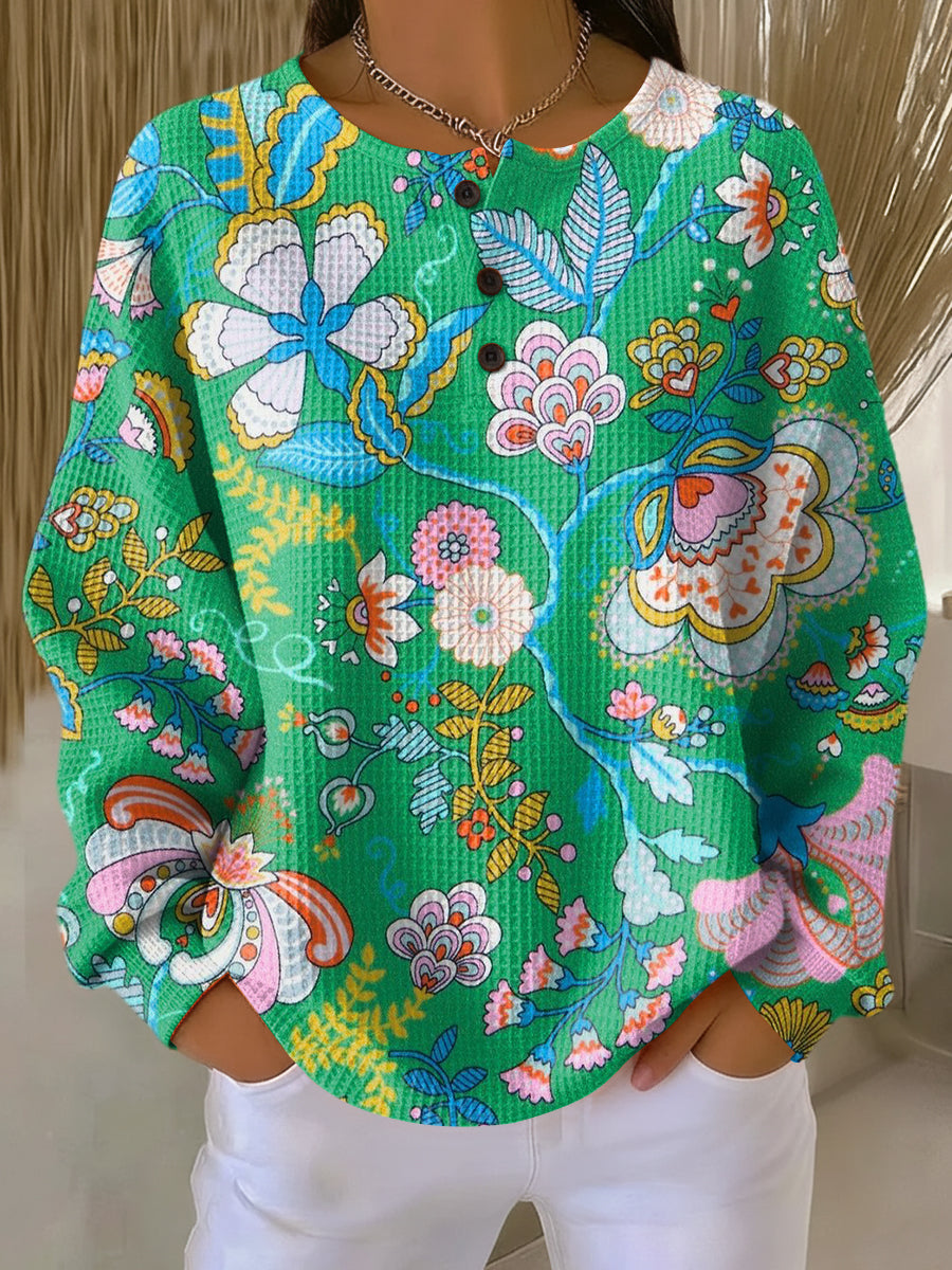 Sorylith | Colorful Ethnic Floral Print Sweater