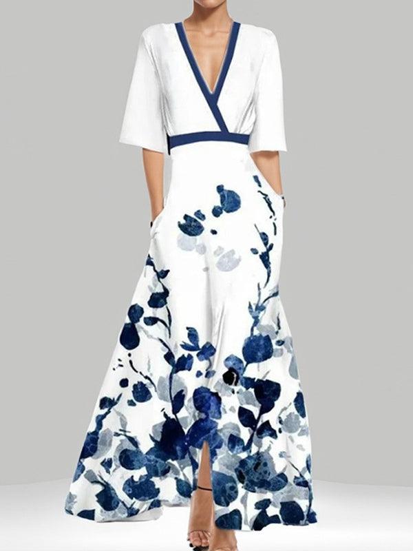 Lea |  Elegant Mid Sleeve Maxi Dress