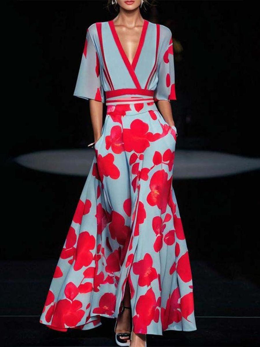 Lea |  Elegant Mid Sleeve Maxi Dress