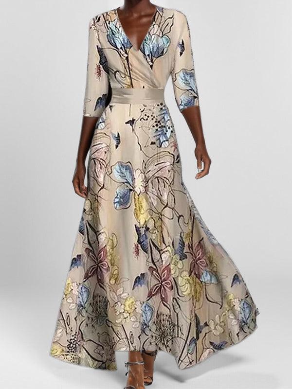 Lea |  Elegant Mid Sleeve Maxi Dress