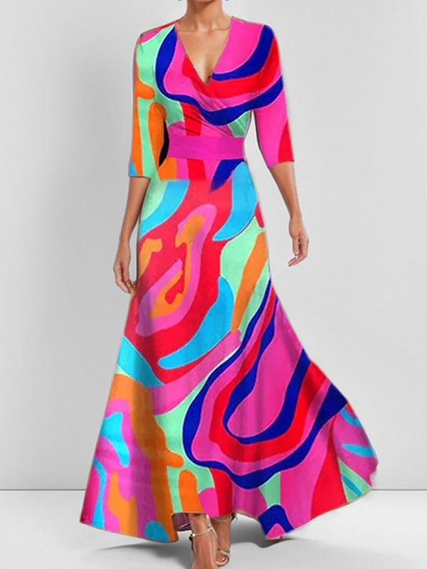 Lea |  Elegant Mid Sleeve Maxi Dress