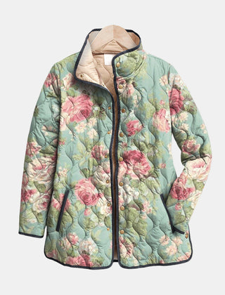 Carys retro floral patterned quilted jacket in multicolour for women