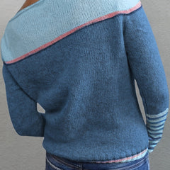 Norelle striped colour-block pullover sweater with scooped neckline and ribbed cuffs