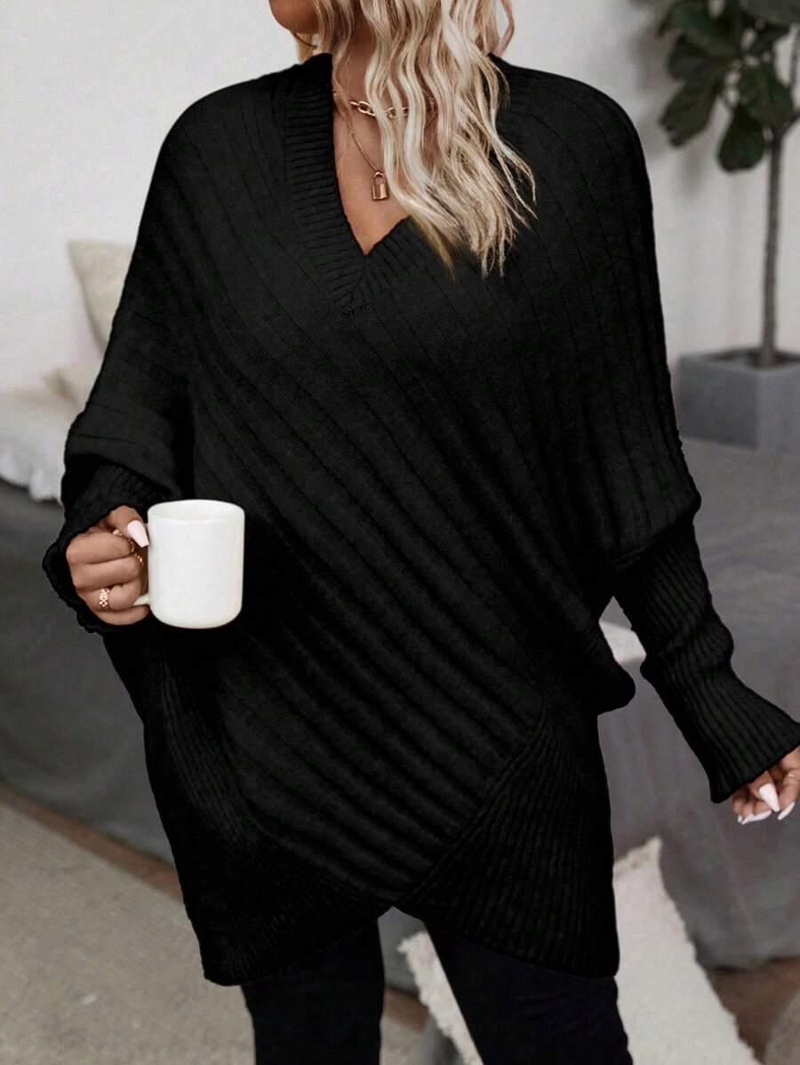 Azalea | V-Neck Batwing Oversized Wrap Sweater