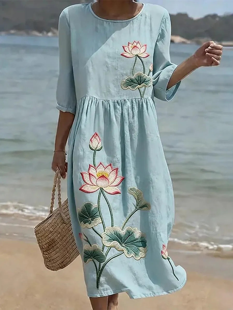 Victoria | Aqua Lotus Dress