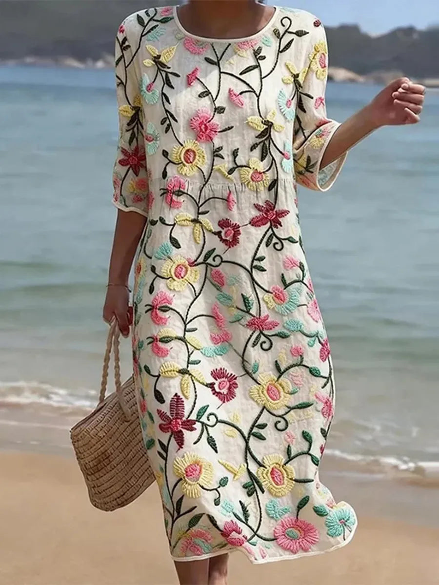 Savannah | Vibrant Floral Embroidery Dress