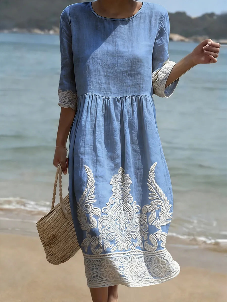 Claire | Ocean Breeze Embroidered Dress