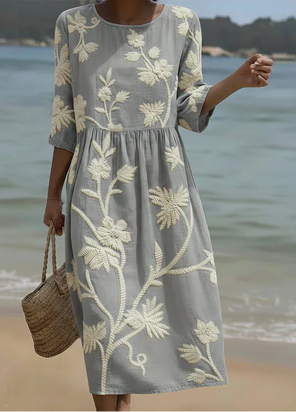 Harper | Ivory Botanical Dress