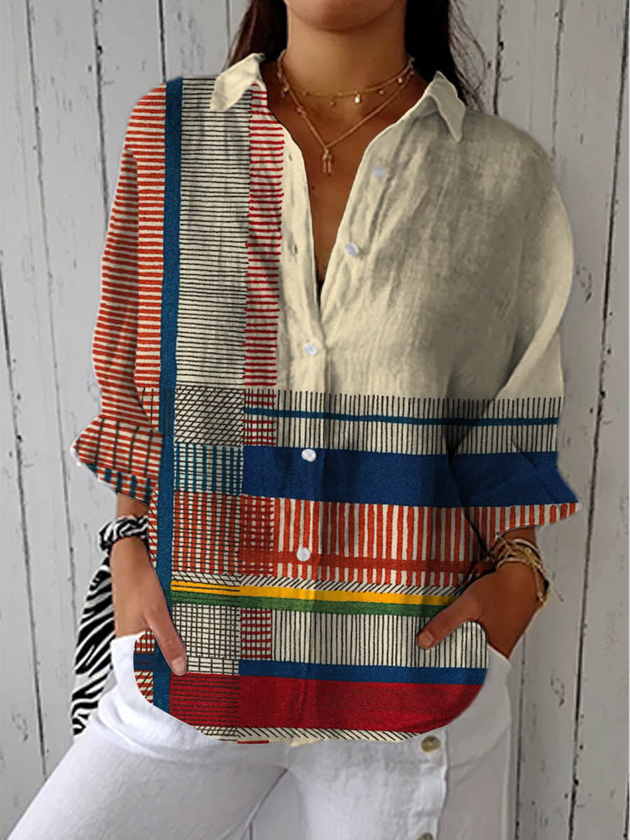 Catherine | Stripe Patchwork Blouse