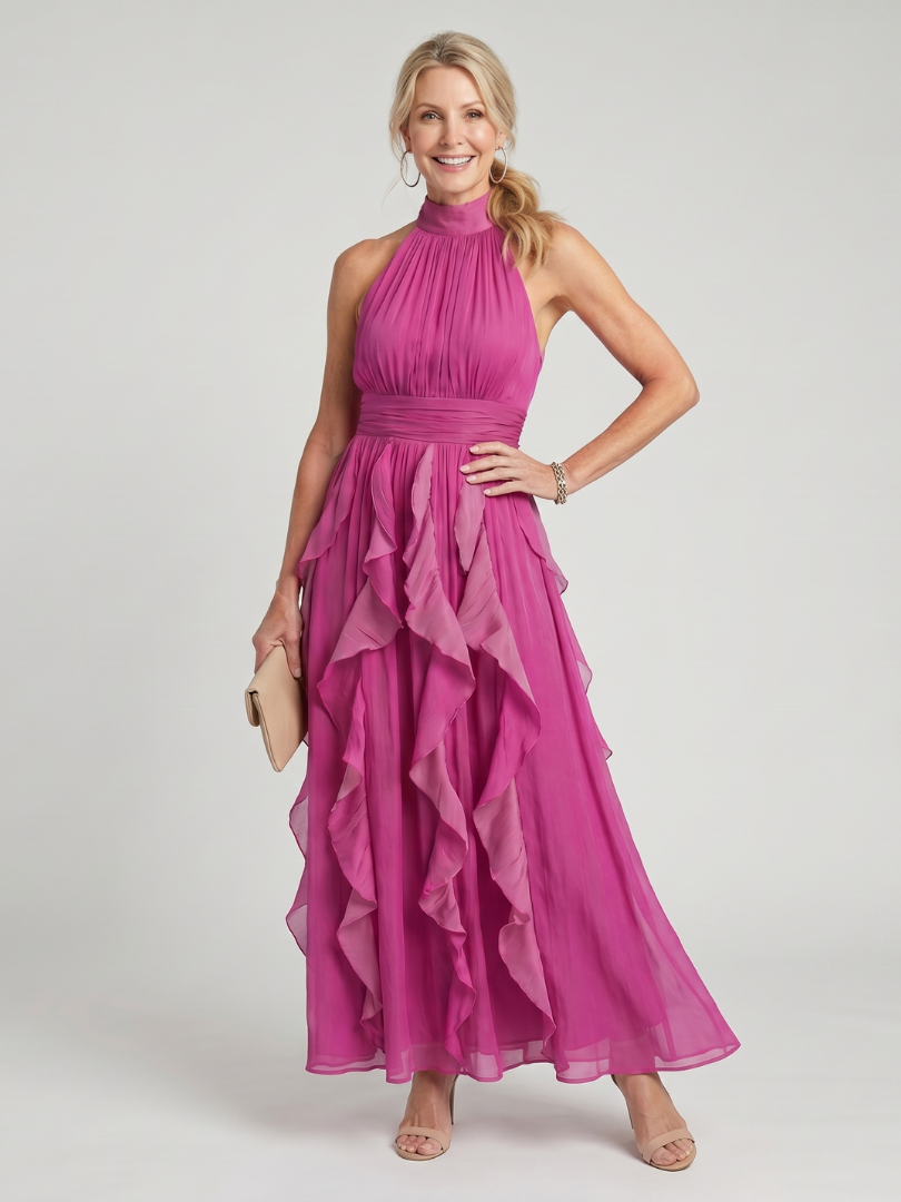 Orea | Gathered Ruffle Maxi Dress
