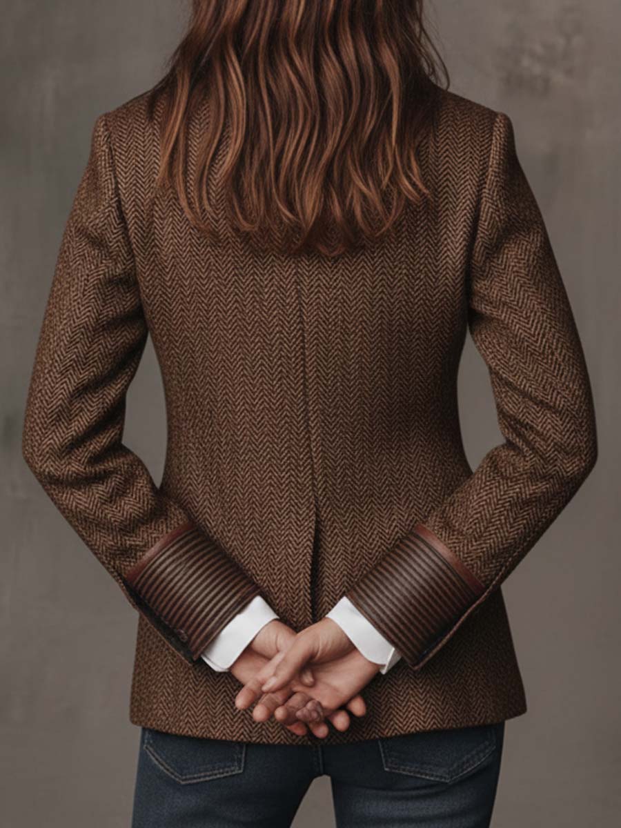 Perrine | Herringbone Printed Panel Blazer