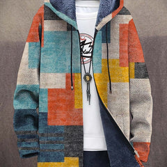 Liana art-inspired hoodie for women in a bold multicoloured print, shown in a relaxed fit