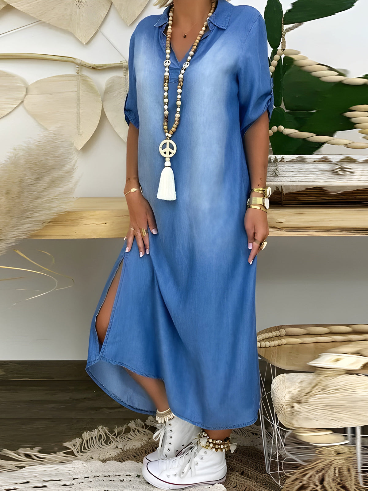 Devorah | Chic Denim Maxi Dress