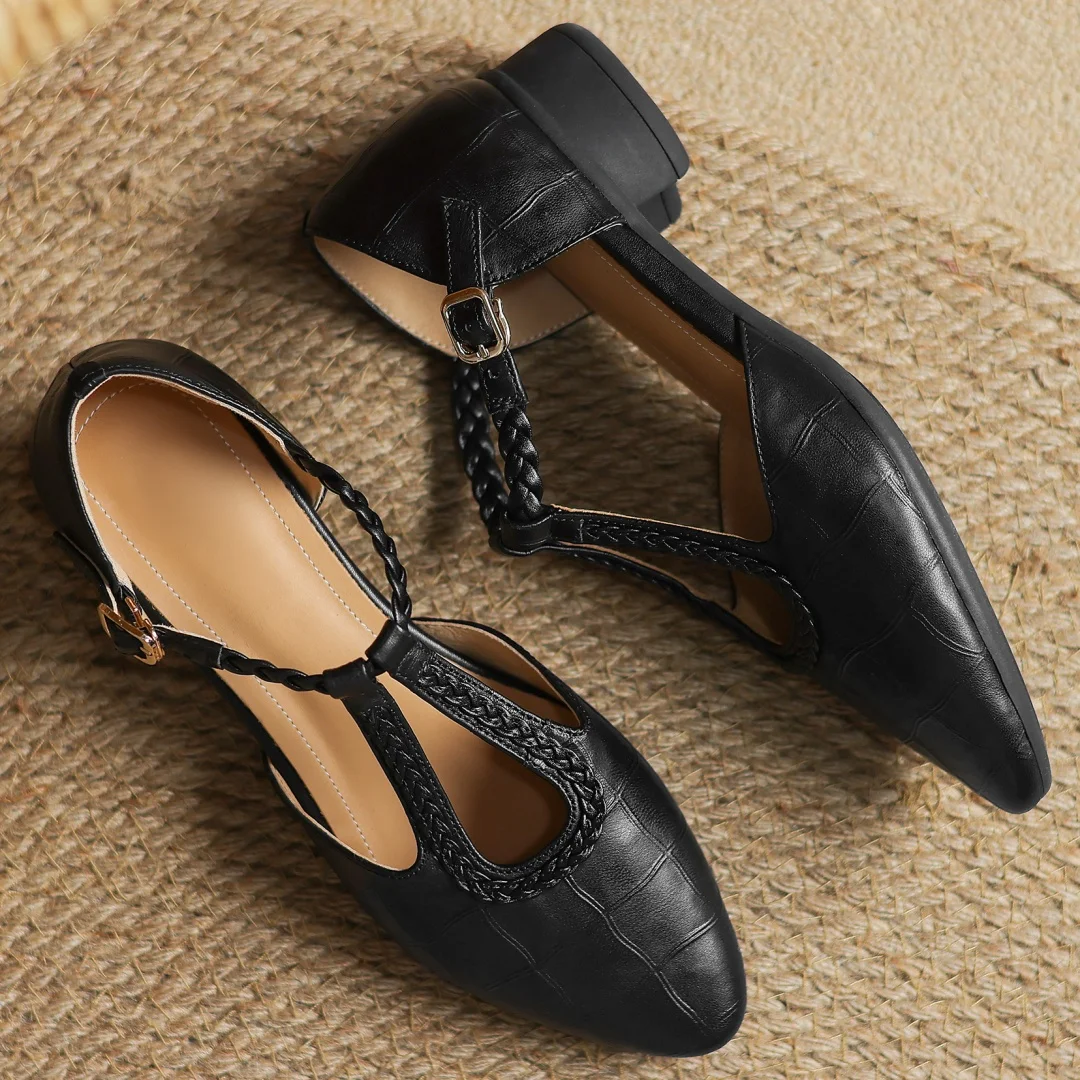 Margot | Women's Leather T-Strap Mary Jane Flats