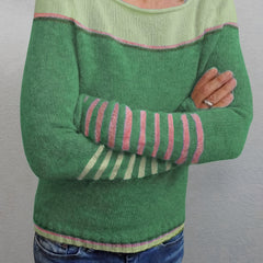 Norelle striped colour-block pullover sweater with scooped neckline and ribbed cuffs
