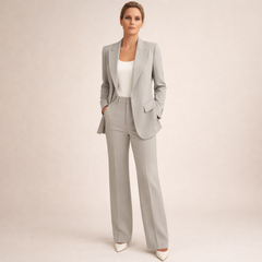 Vanessa elegant tailored suit set with one-button blazer and flared trousers