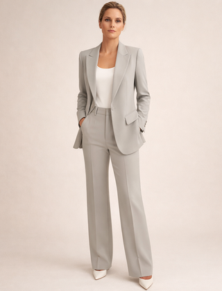 Vanessa elegant tailored suit set with one-button blazer and flared trousers