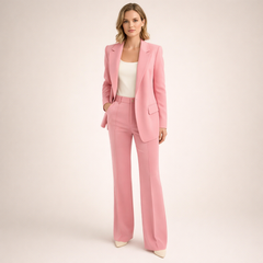 Vanessa elegant tailored suit set with one-button blazer and flared trousers