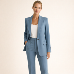 Vanessa elegant tailored suit set with one-button blazer and flared trousers