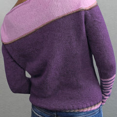 Norelle striped colour-block pullover sweater with scooped neckline and ribbed cuffs