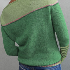 Norelle striped colour-block pullover sweater with scooped neckline and ribbed cuffs