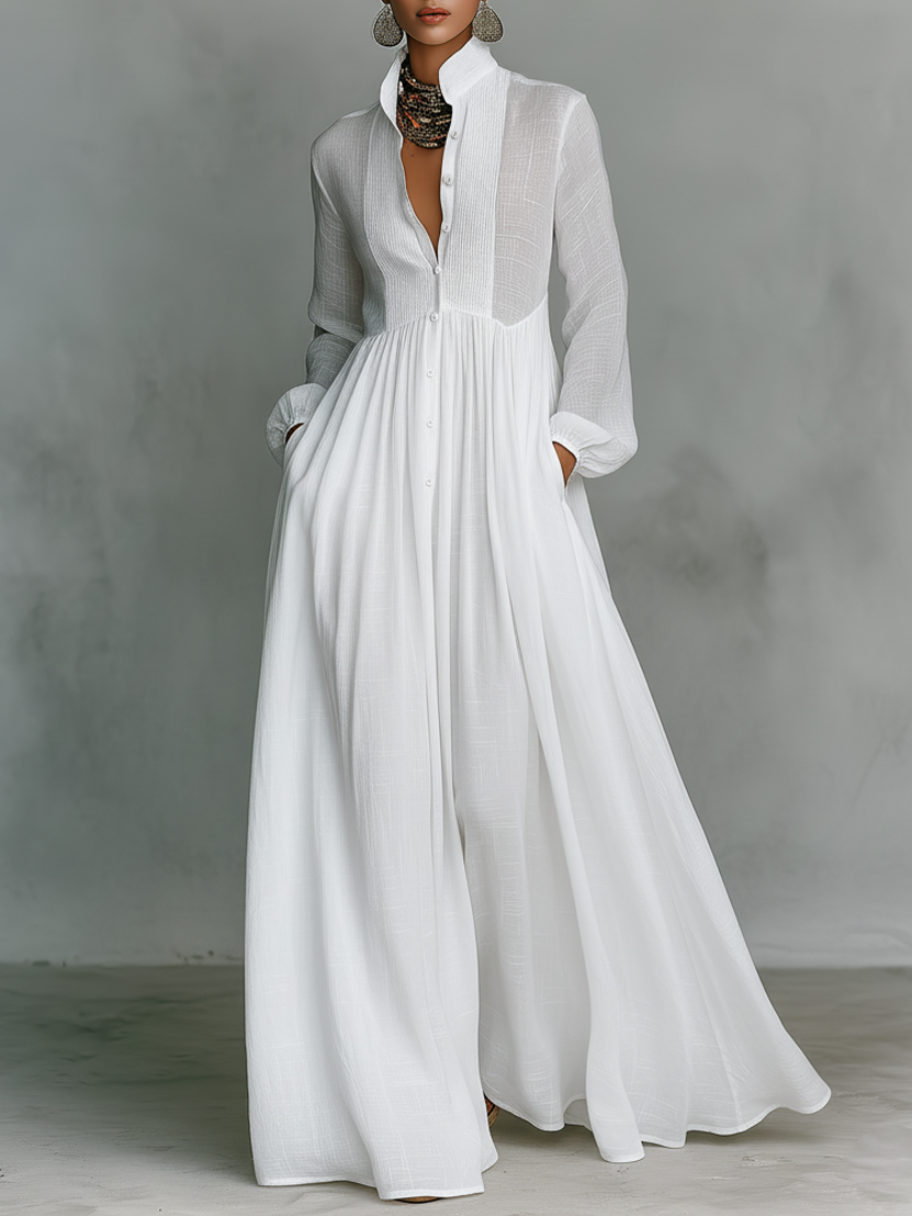 Taylor | Stand-Collar Maxi Dress
