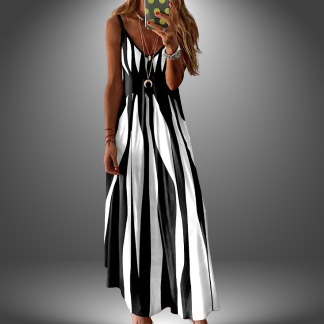 Aria - Elegant Sleeveless Striped Dress