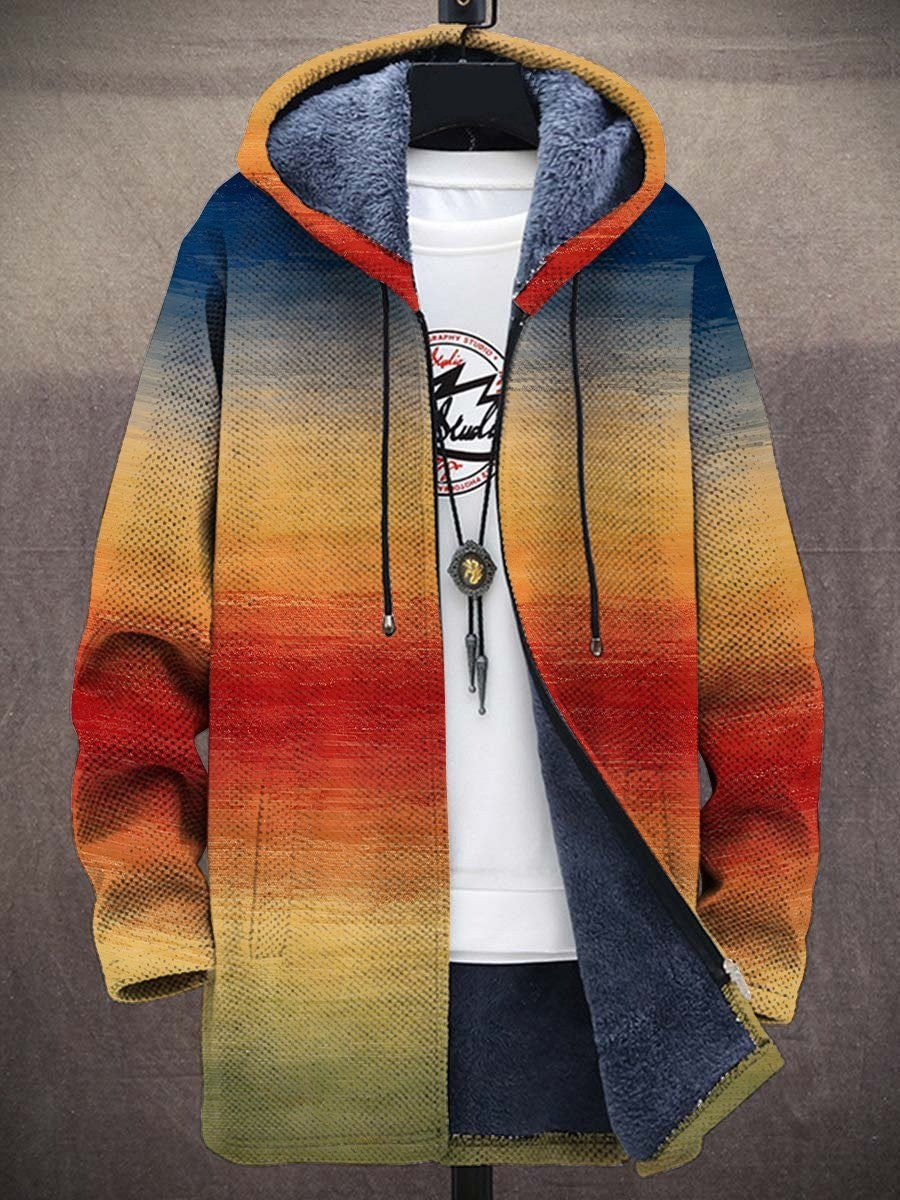 Woman wearing an art-inspired print hoodie with a relaxed casual fit