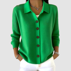 Riah button-up knit cardigan with lapel detail and relaxed loose fit