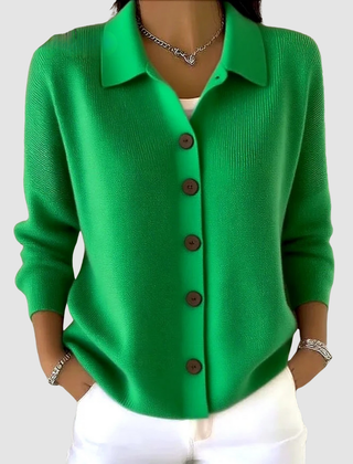 Riah button-up knit cardigan with lapel detail and relaxed loose fit