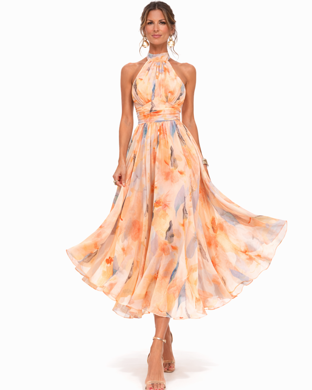 Aurora | Watercolor Halter Dress