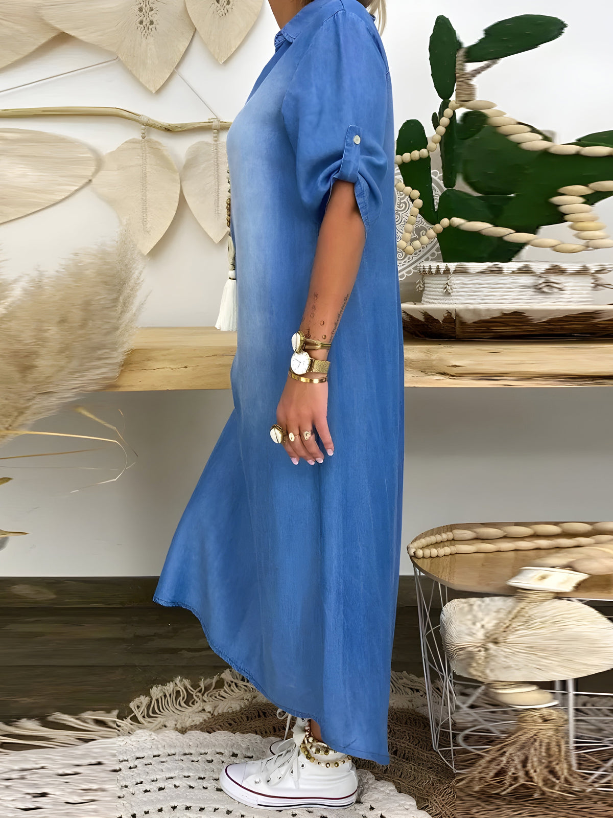 Devorah | Chic Denim Maxi Dress