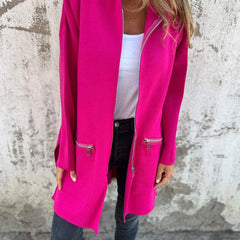 Women's hooded long sleeve open-front cardigan shown in a soft everyday style