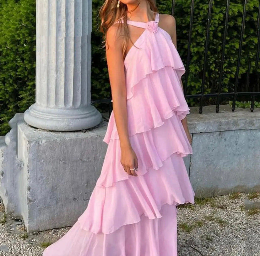 Ayelet | Halterneck Ruffle Maxi Dress