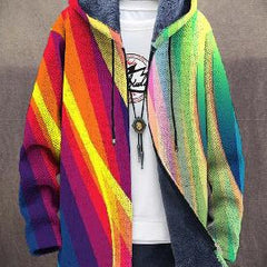 Liana art-inspired hoodie for women in a bold multicoloured print, shown in a relaxed fit