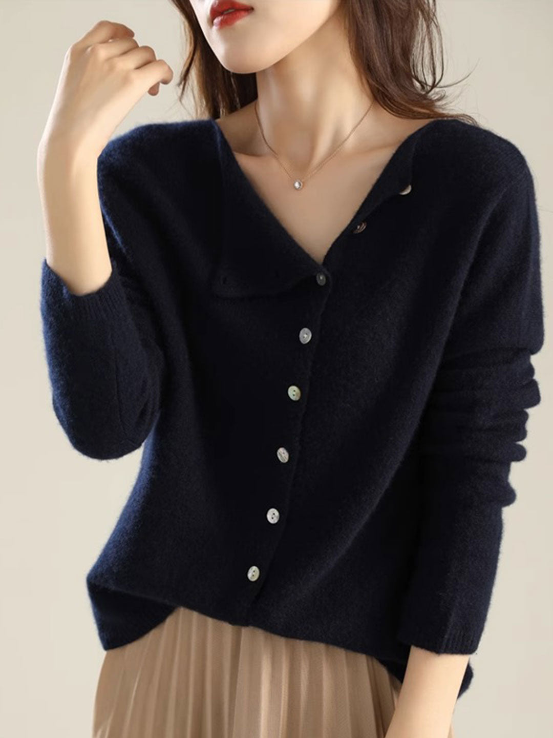 Maribel | V-Neck Button-Front Long Sleeve Cardigan
