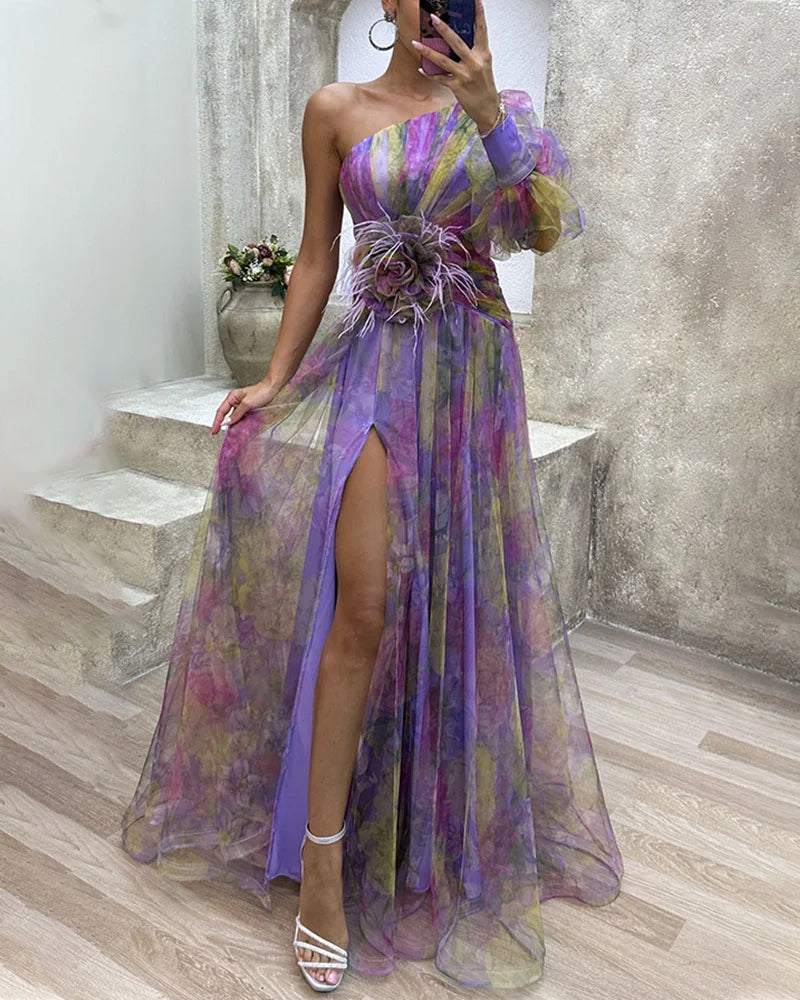 Orit | Asymmetrical One Sleeve Split Dress