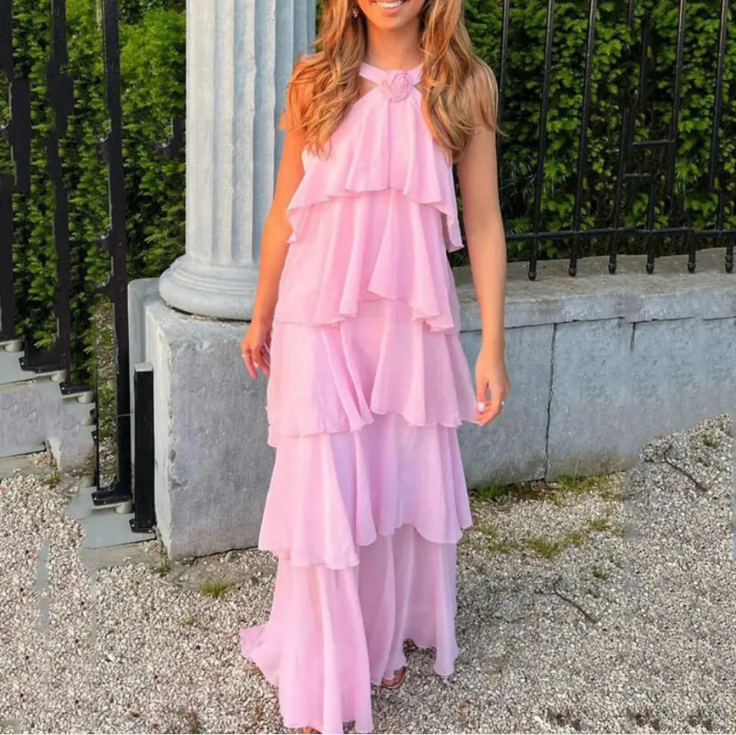 Ayelet | Halterneck Ruffle Maxi Dress