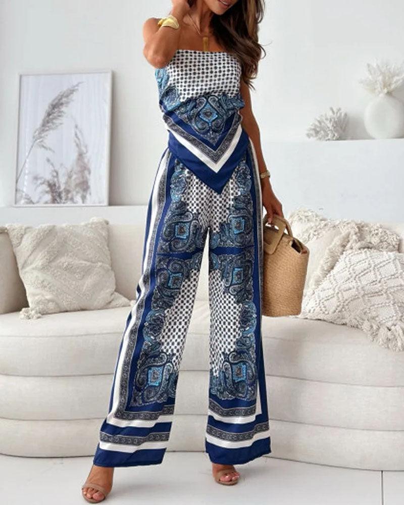 Helen | Stylish Lace-Up Vest & Pants Two-Piece Set Dress