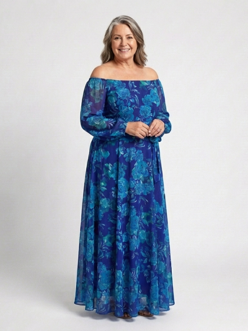 Anne | Off Shoulder Floral Maxi Dress