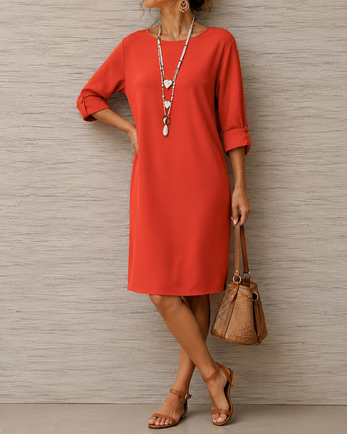 Odette flowing midi dress in a flattering everyday silhouette, shown in multiple colours